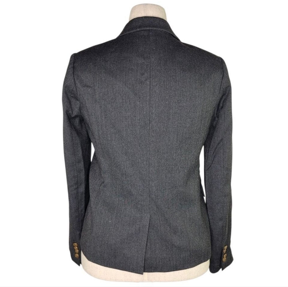 J.Crew Womens Gray Wool Blend Blazer 8 Gold Crest Button Schoolboy Type Jacket - Picture 4 of 7